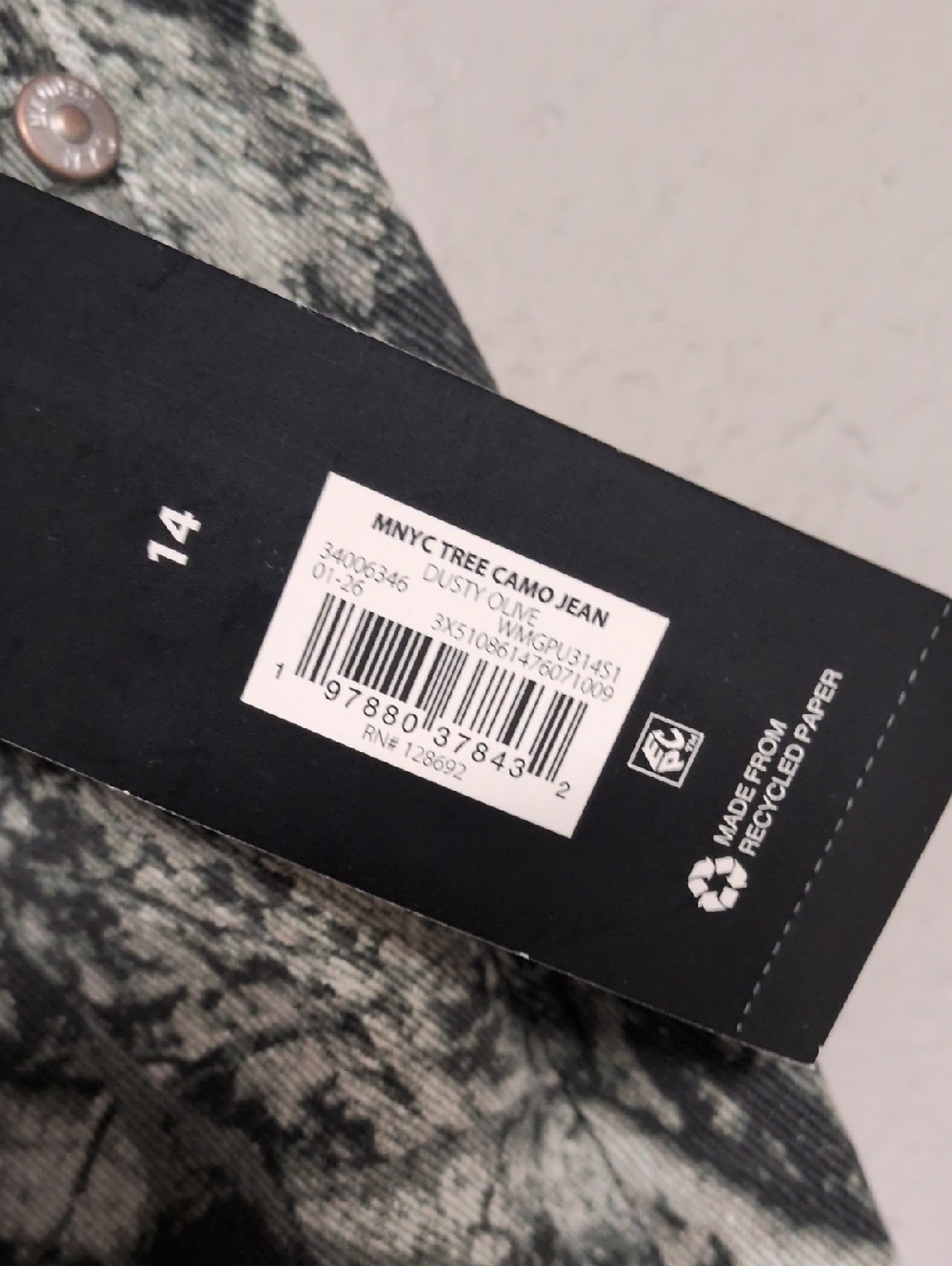 Madden NYC Women’s Ultra 90's Camo Jeans with Bow Embroidery Size 14 NWT - Picture 5 of 10